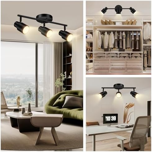 BoostArea 3-Light Track Lighting Kit Black Durable Versatile