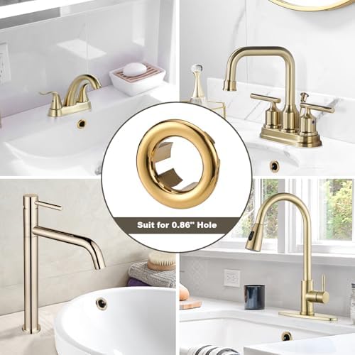 ARCORA 2 Pack Brushed Gold Sink Overflow Covers