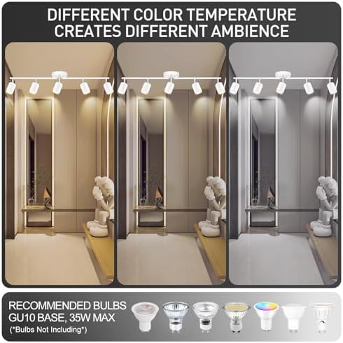 Sturdy 5-Way LED Track Lighting Kit - Matte White Ceiling Lights