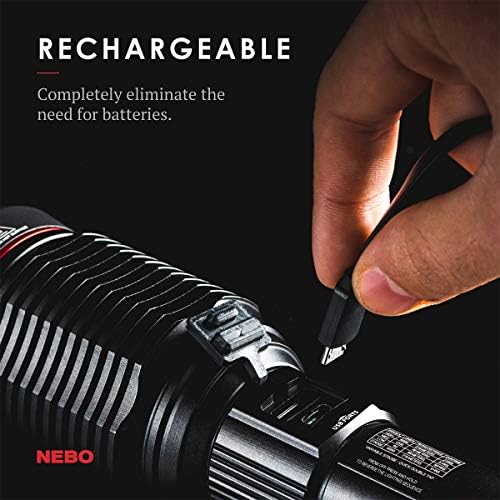6000 Lumen Rechargeable LED Handheld Flashlight Bundled with EdisonBright USB-Powered Reading Light