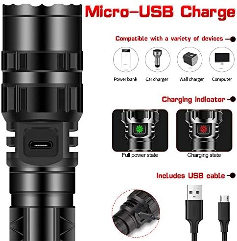 Ultrafire Rechargeable Flashlight - 1000 Lumens 5 Modes Waterproof Compact