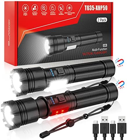 10000 Lumens Magnetic Rechargeable Flashlight for Camping Travel