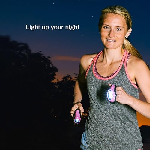 2-Pc Flashlights for Runners Walkers - Lightweight Nightlight with Strap Silver