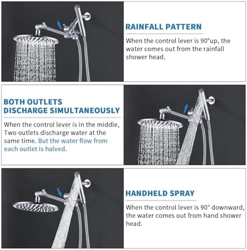 G-Promise All Metal Dual Shower Head Combo with Handheld Wand