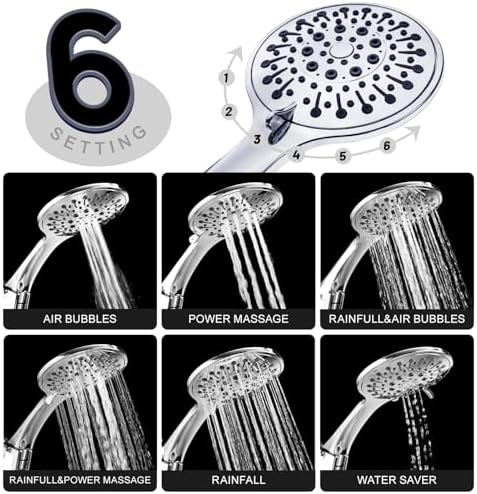LINPUNG 6-Setting Handheld Shower Head Combo