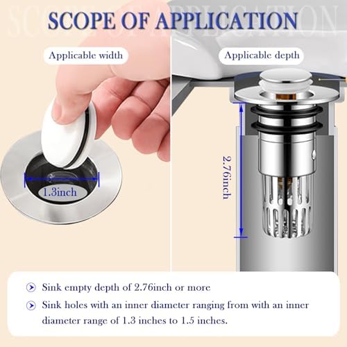 2pcs Pop Up Hair Catcher for Bathroom Sink Drains