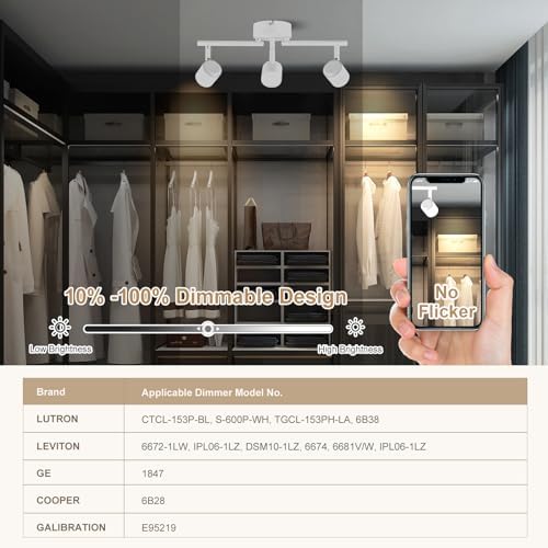 Arcfox 3-Light Track Lighting Kit Dimmable Adjustable 24W 3000K