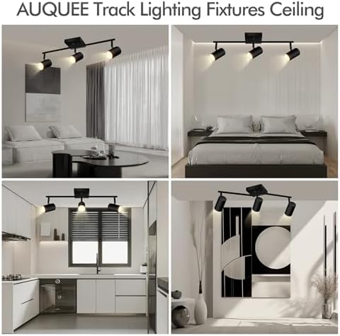 3-Light Track Lighting Kit Black Rotatable Ceiling Lights Modern Design