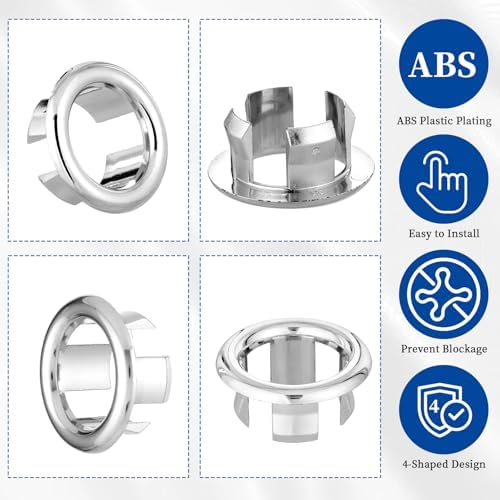 10-Pack Sink Overflow Cover Silver for Kitchen Bathroom