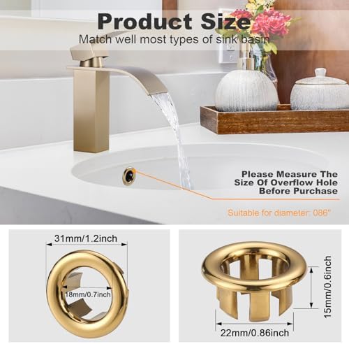 ARCORA 2 Pack Brushed Gold Sink Overflow Covers