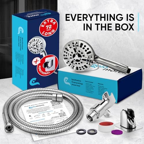 Powerful High Pressure Shower Head with 72 Hose