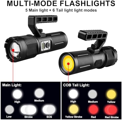 13500 Lumens Zoomable Tactical USB Rechargeable Flashlight for Emergency Use