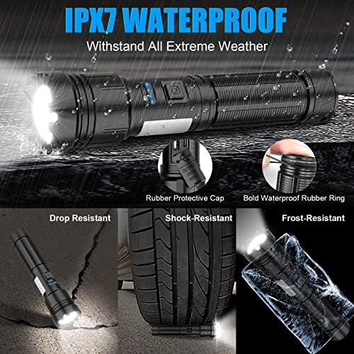10000 Lumens Magnetic Rechargeable Flashlight for Camping Travel