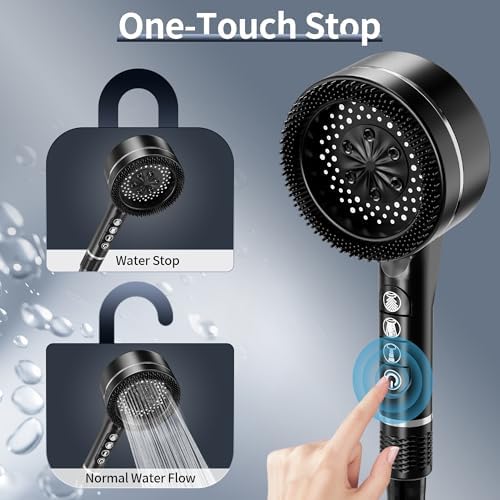 High-Power Handheld Shower Head with 60 Hose and 4 Spray Modes