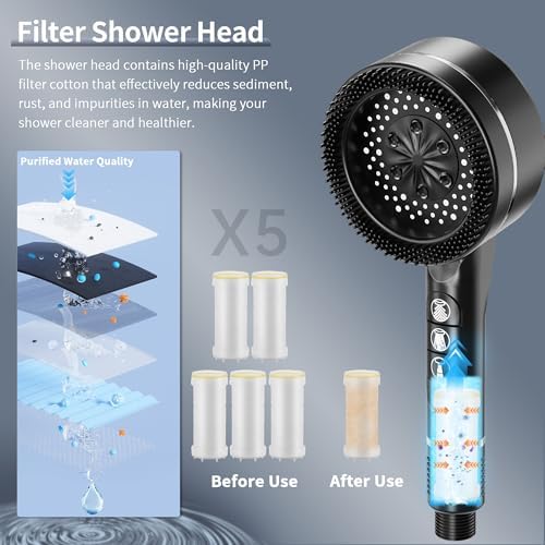 High-Power Handheld Shower Head with 60 Hose and 4 Spray Modes