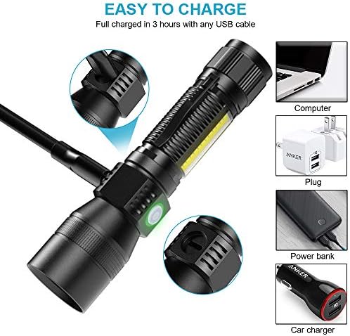 UV Flashlight Blacklight with Side Light and Zoom
