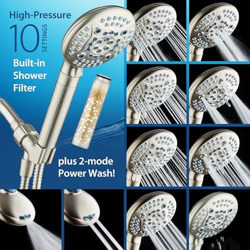 Experience Crystal Clear with AquaCare 4X High Pressure Nickel Shower Head