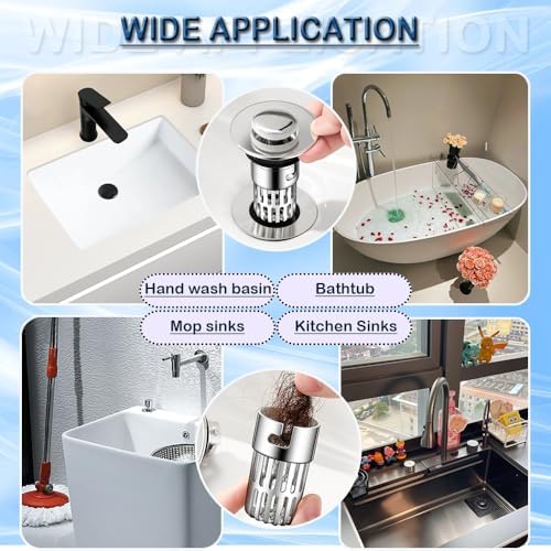 2pcs Pop Up Hair Catcher for Bathroom Sink Drains