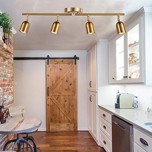 4 Light Track Lighting Kit with Matt Brass Finish