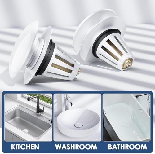 Feptuase 2-in-1 Sink Stopper - Effortless Durable White