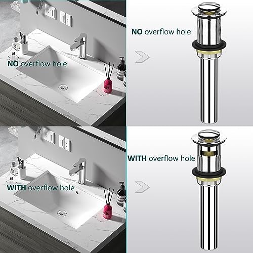 Georkios All Metal Heavy Duty Bathroom Sink Drain without Overflow Chrome SS