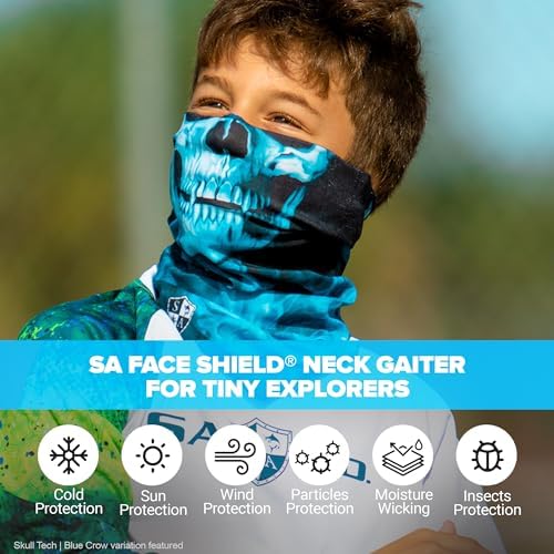 SA Company Kids Face Shield UPF 30 Tactical Black Skull