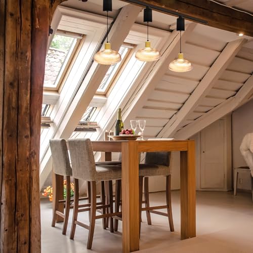 Adjustable Height Chandelier with Natural Wood Shade E26 Pendant Light