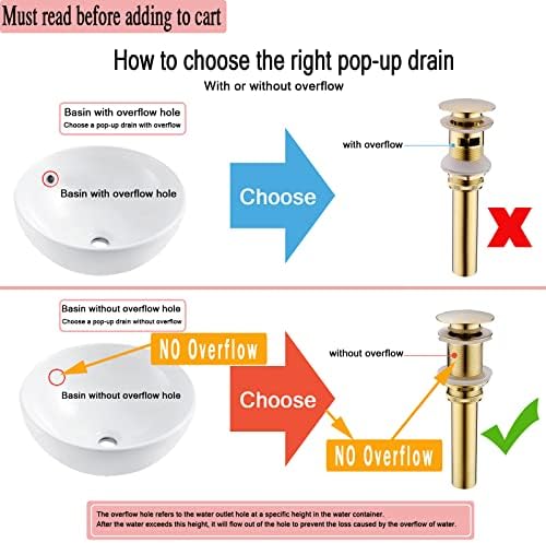 ZASLEME Gold-Plated Bathroom Sink Pop-Up Drain No Overflow