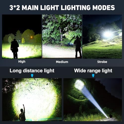 990000 LUMENS Rechargeable IPX6 Flashlight Black