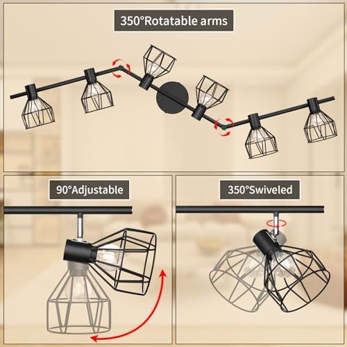 GORDNWE 6-Light Adjustable Track Lighting Kit - Black