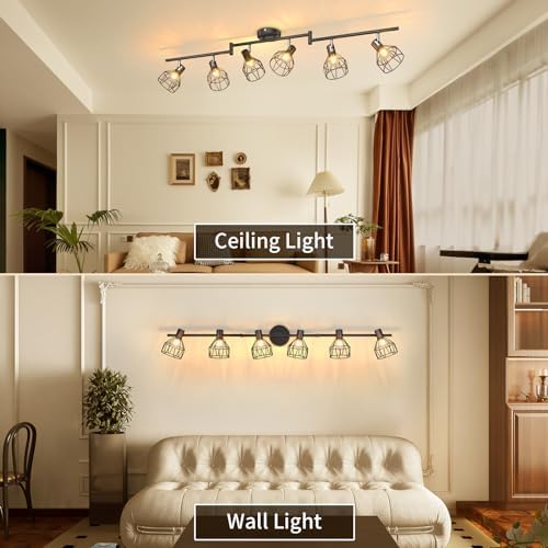 GORDNWE 6-Light Adjustable Track Lighting Kit - Black