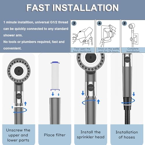Ion Drops Shower Head with ONOFF Switch and 60 Inch Hose