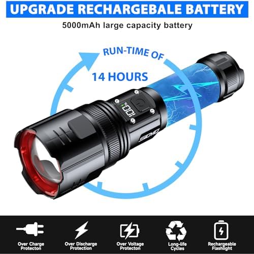 200000 Lumens Rechargeable Flashlight Durable Bright