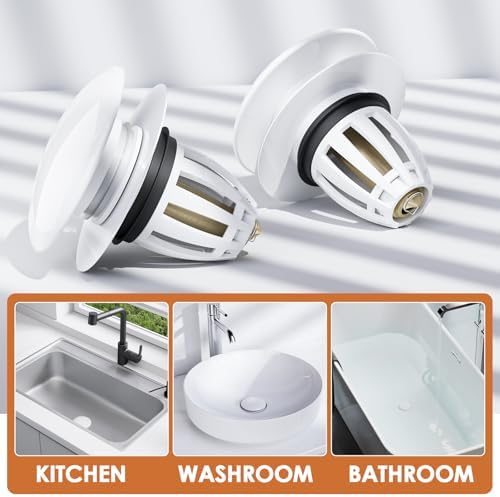 Lsnisni 2-Piece Universal Bathroom Sink Stopper 2 in 1 System