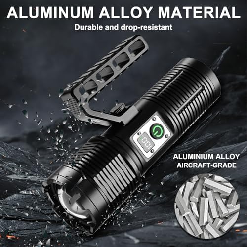 13500 Lumens Zoomable Tactical USB Rechargeable Flashlight for Emergency Use