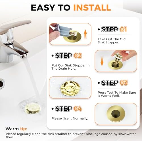 Bathroom Sink Stopper Kit - 4-Pack for 11-15 USA Standard Sinks