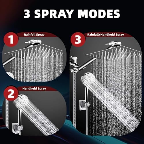 Vivid 10 Adjustable Shower Head Multiple Modes Rainfall All-in-One Bathroom Fixture