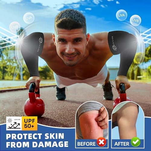 BHYTAKI Cooling Compression Arm Sleeves for Men Women UPF50 Sun Protection