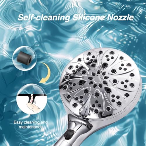 High Pressure 5ft Handheld Shower Head with 9 Modes