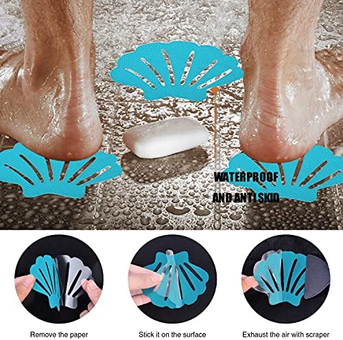 Non-Slip Bathtub Stickers Set 24PCS Blue Safety Decals for Bathtubs Showers