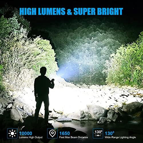 10000 Lumens Magnetic Rechargeable Flashlight for Camping Travel