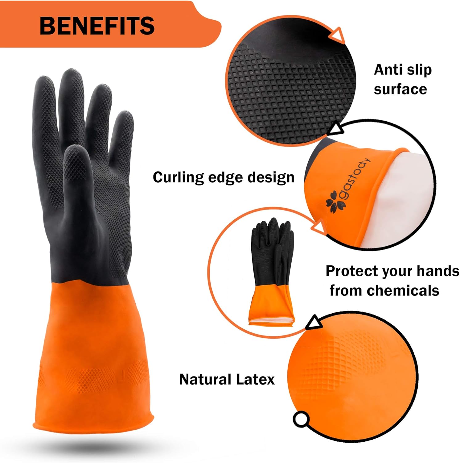 Gastody - Heavy-Duty Chemical Resistant Gloves Reusable Safety Gloves for Oil Acid Alkali - S-M-L-XL Sizes